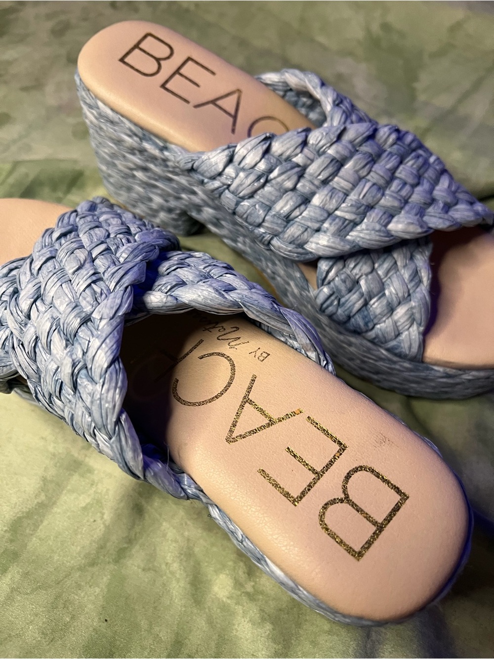 Baby Blue Chunky Platform Sandals